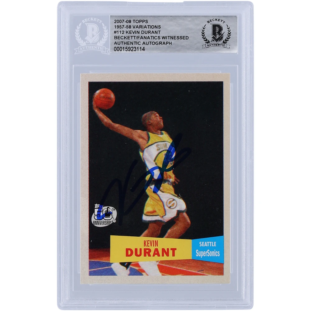 Kevin Durant Seattle SuperSonics Autographed 2007-08 Topps 1957-58 Variations #112 Beckett Fanatics Witnessed Authenticated Rookie Card