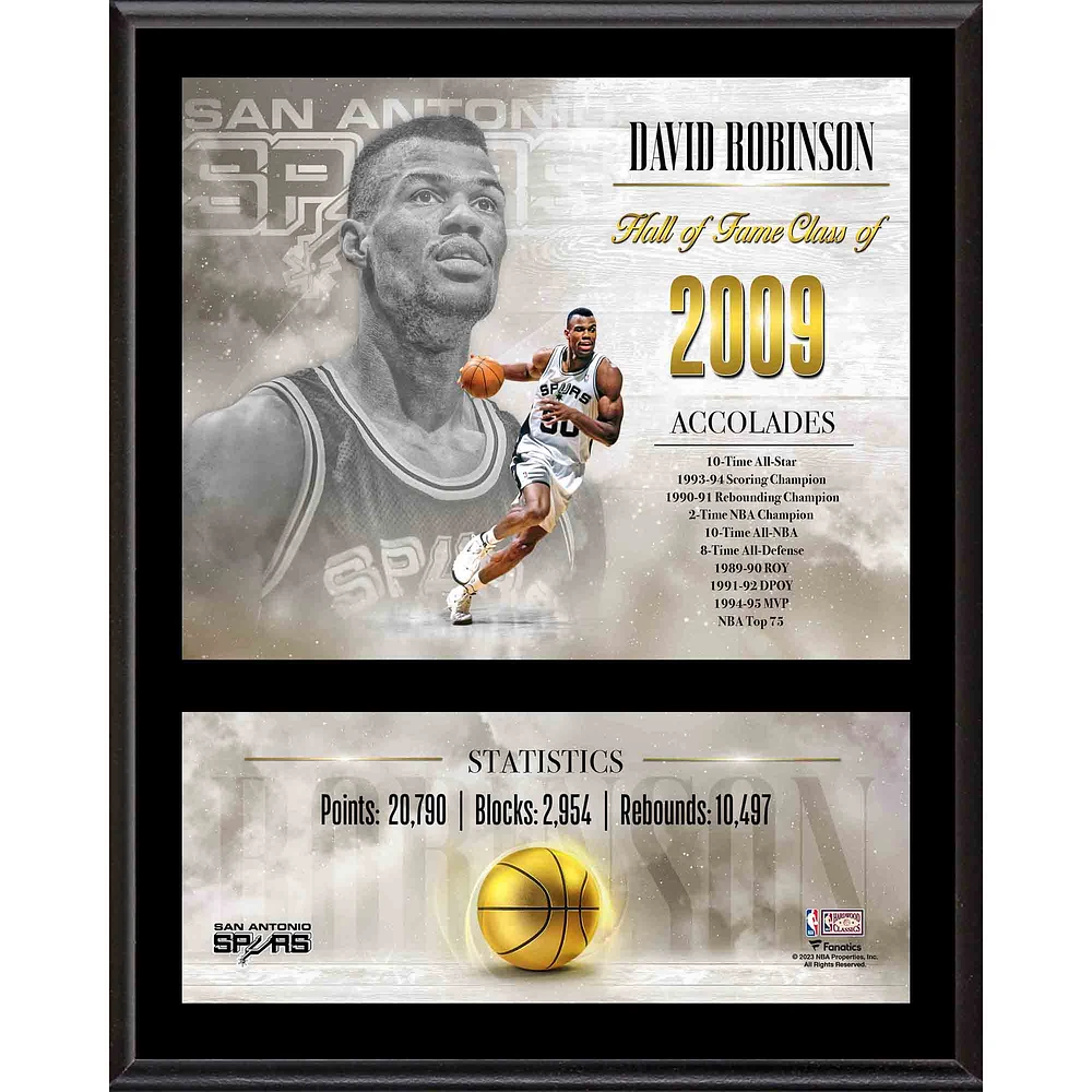 David Robinson San Antonio Spurs 12" x 15" Hardwood Classic Sublimated Player Plaque
