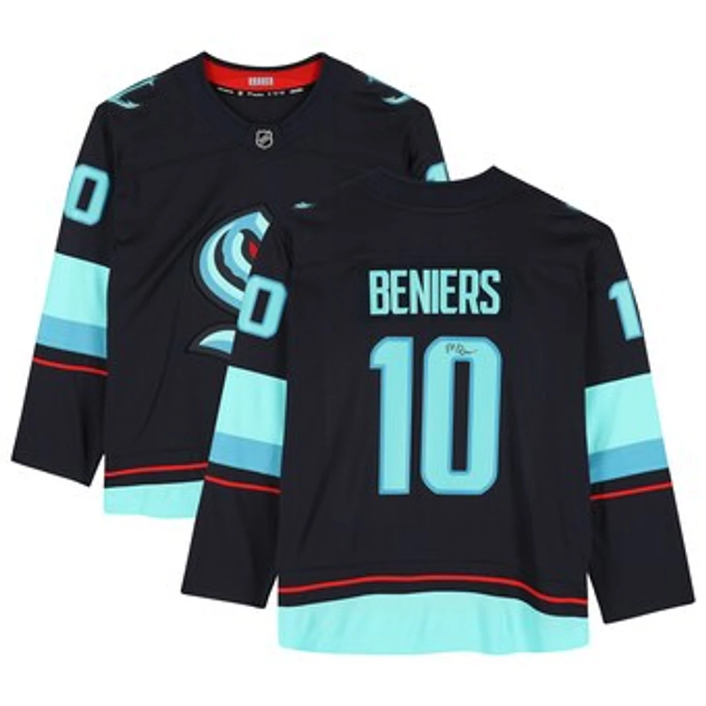 Matty Beniers Seattle Kraken Autographed Navy Fanatics Breakaway No Patch Jersey