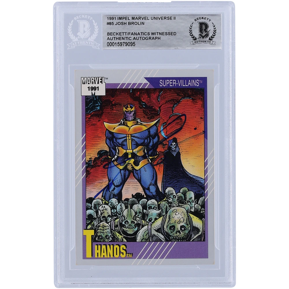 Josh Brolin Autographed 1991 Impel Marvel Universe II Thanos #85 Beckett Fanatics Witnessed Authenticated Card