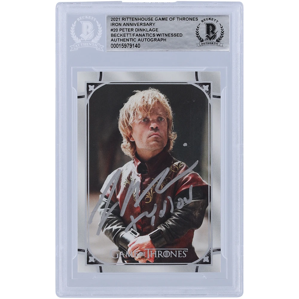Peter Dinklage Autographed 2021 Rittenhouse Game of Thrones Iron Anniversary Silver Ink #20 Beckett Fanatics Witnessed Authenticated Card with "Tyrion" Inscription