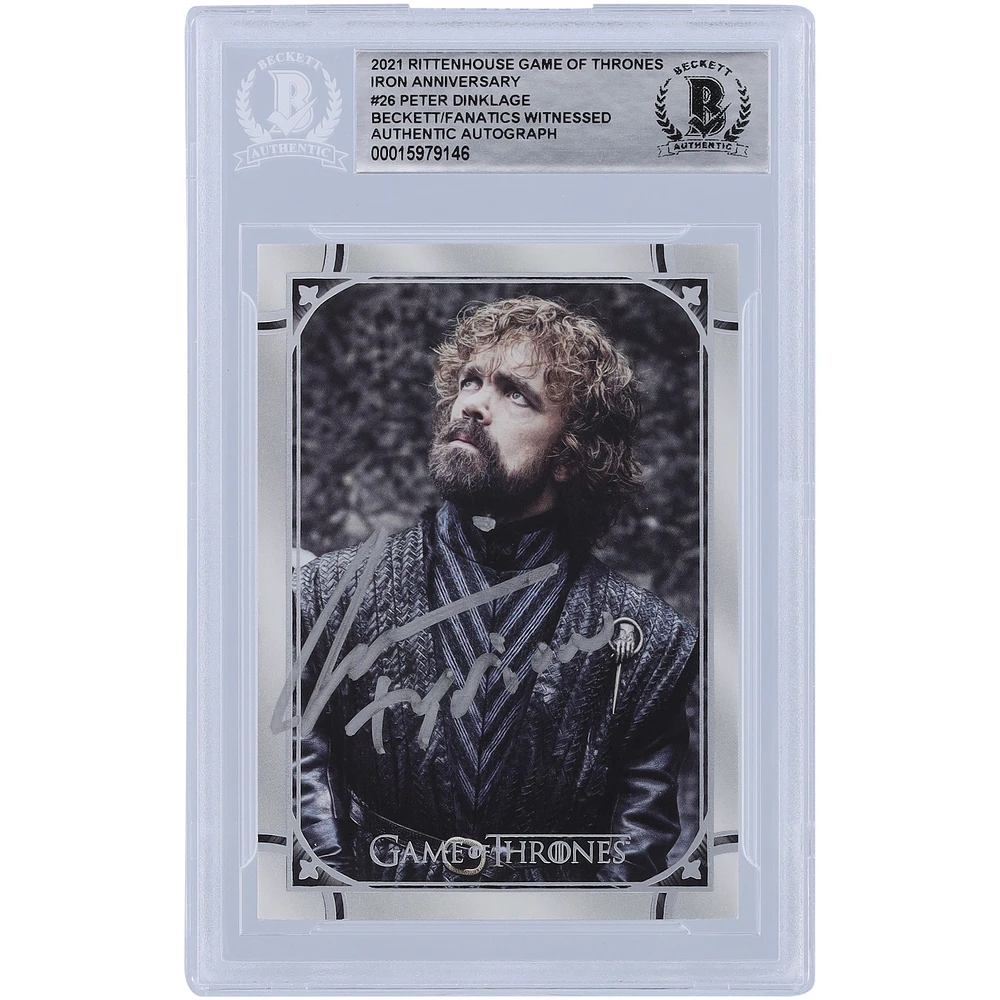 Peter Dinklage Autographed 2021 Rittenhouse Game of Thrones Iron Anniversary Silver Ink #26 Beckett Fanatics Witnessed Authenticated Card with "Tyrion" Inscription