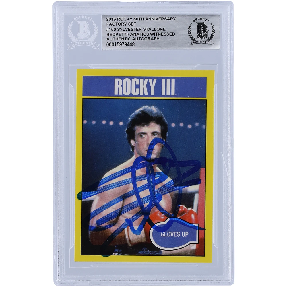 Sylvester Stallone Rocky III Autographed 2016 Topps Rocky 40th Anniversary Factory Set #150 Beckett Fanatics Witnessed Authenticated Card