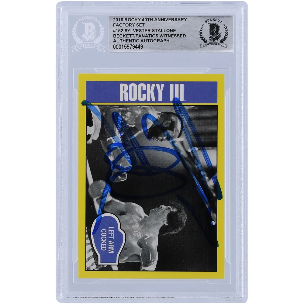 Sylvester Stallone Rocky III Autographed 2016 Topps Rocky 40th Anniversary Factory Set #152 Beckett Fanatics Witnessed Authenticated Card