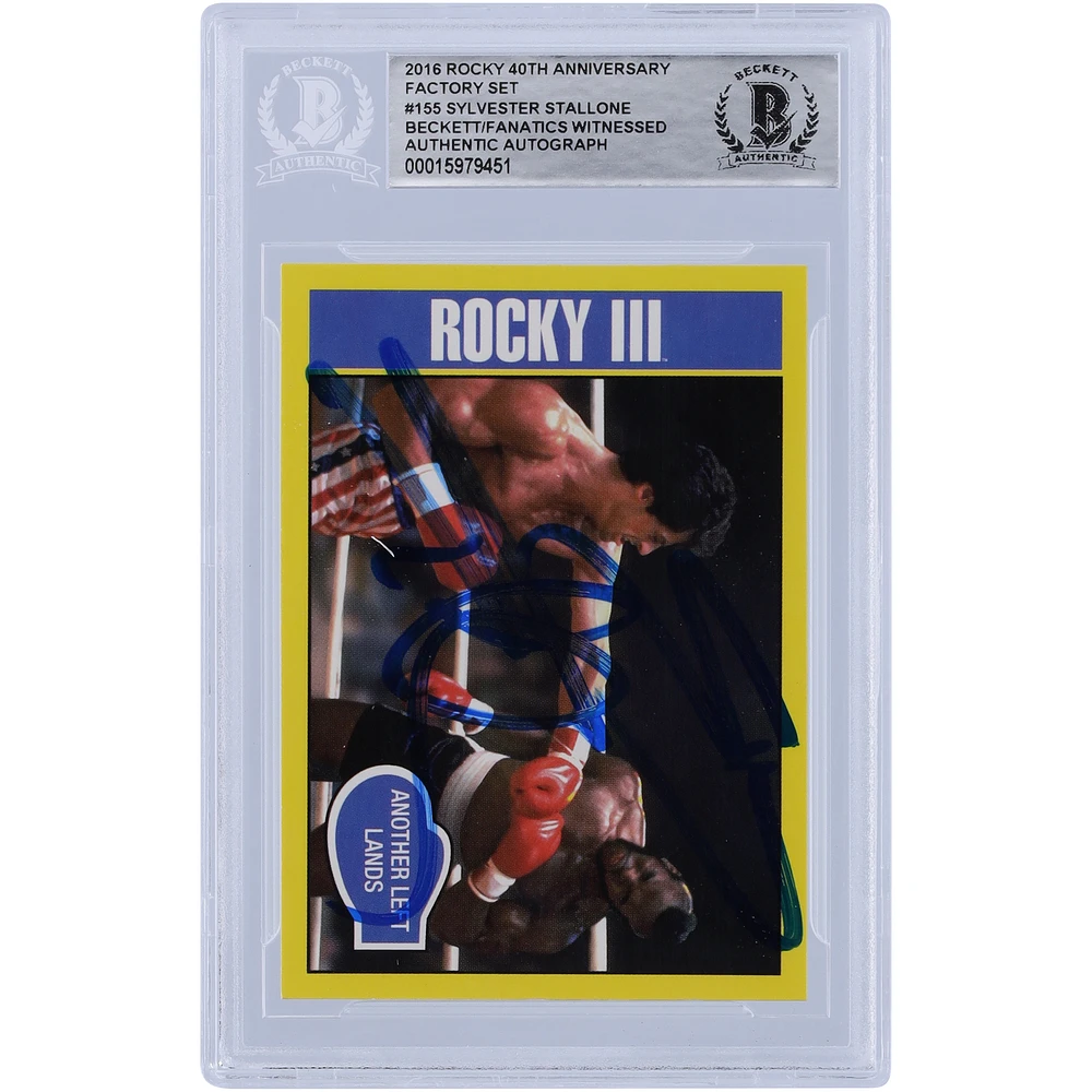 Sylvester Stallone Rocky III Autographed 2016 Topps Rocky 40th Anniversary Factory Set #155 Beckett Fanatics Witnessed Authenticated Card