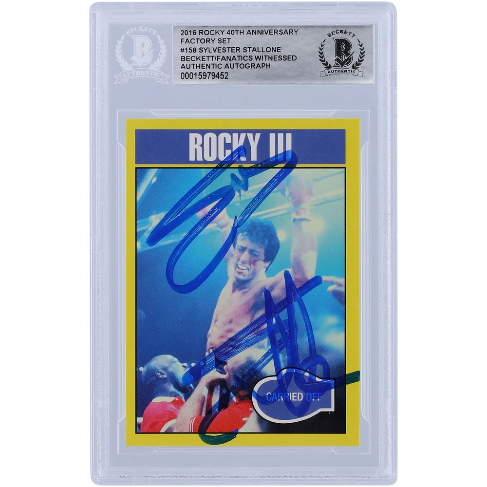 Sylvester Stallone Rocky III Autographed 2016 Topps Rocky 40th Anniversary Factory Set #158 Beckett Fanatics Witnessed Authenticated Card