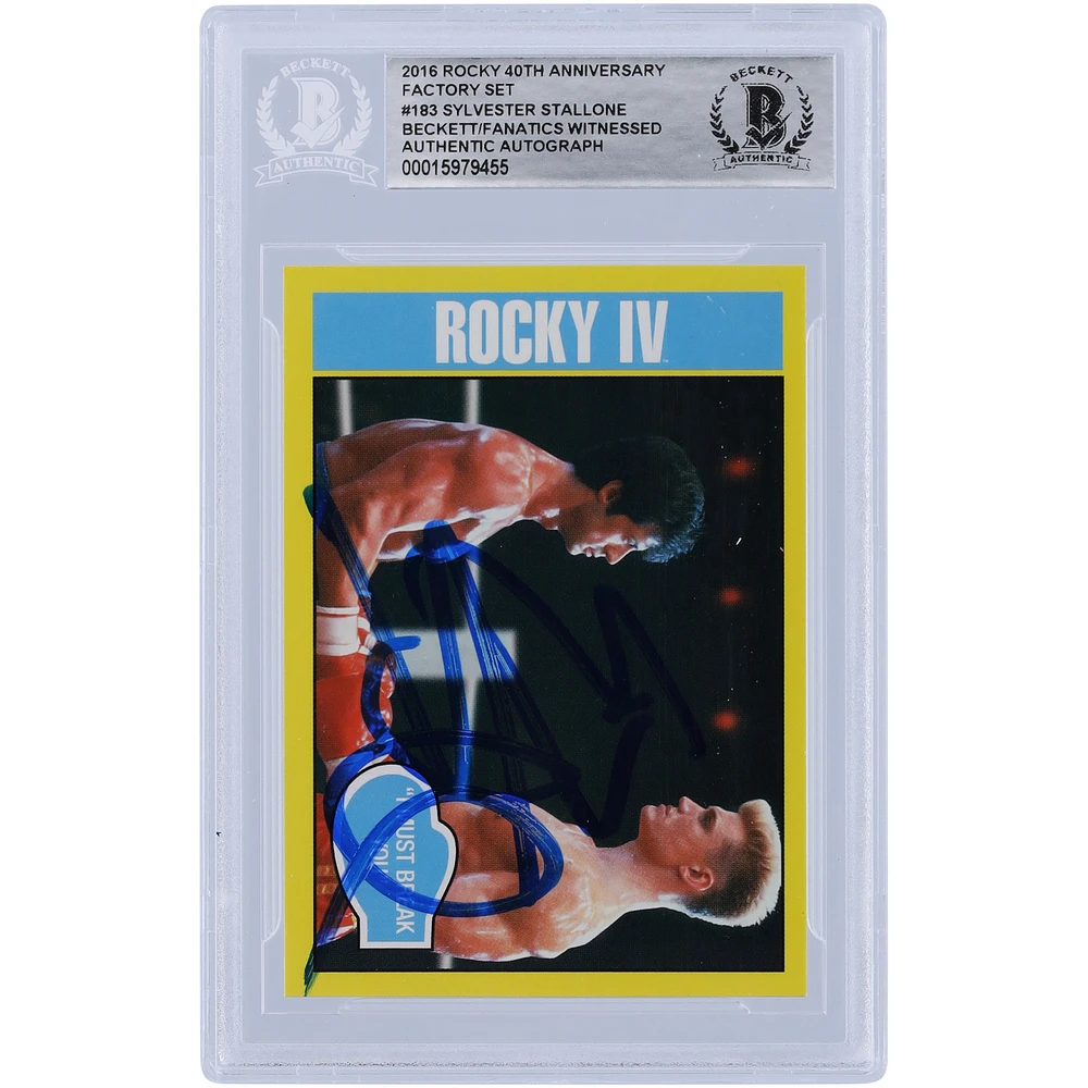Sylvester Stallone Rocky IV Autographed 2016 Topps Rocky 40th Anniversary Factory Set #183 Beckett Fanatics Witnessed Authenticated Card