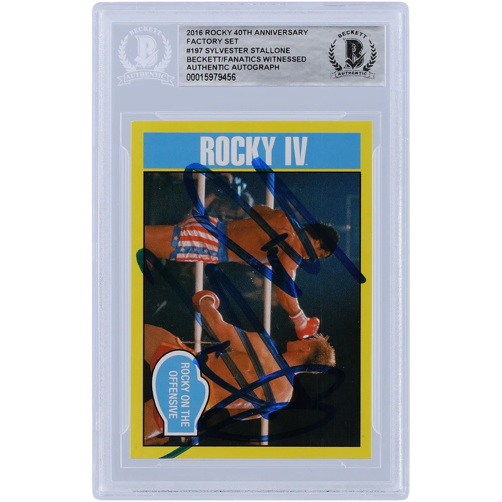 Sylvester Stallone Rocky IV Autographed 2016 Topps Rocky 40th Anniversary Factory Set #197 Beckett Fanatics Witnessed Authenticated Card