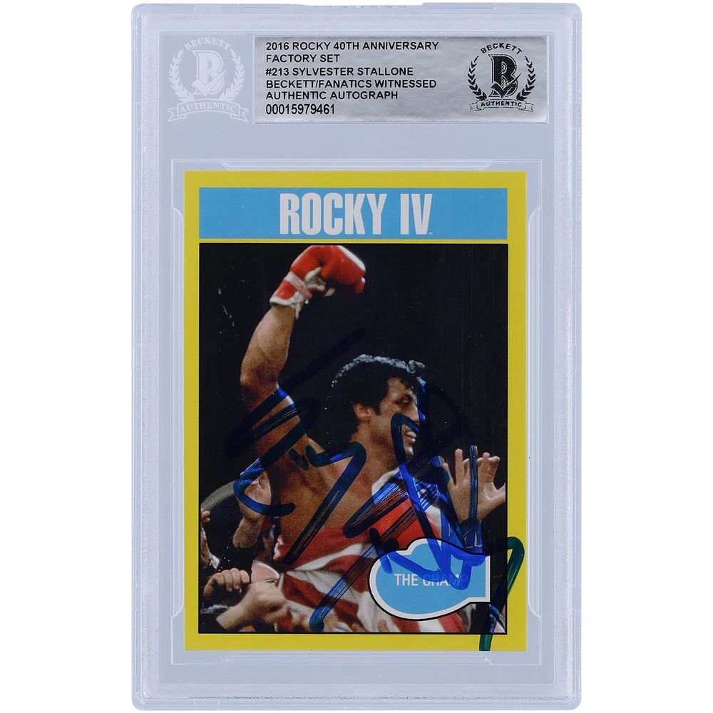 Sylvester Stallone Rocky IV Autographed 2016 Topps Rocky 40th Anniversary Factory Set #213 Beckett Fanatics Witnessed Authenticated Card