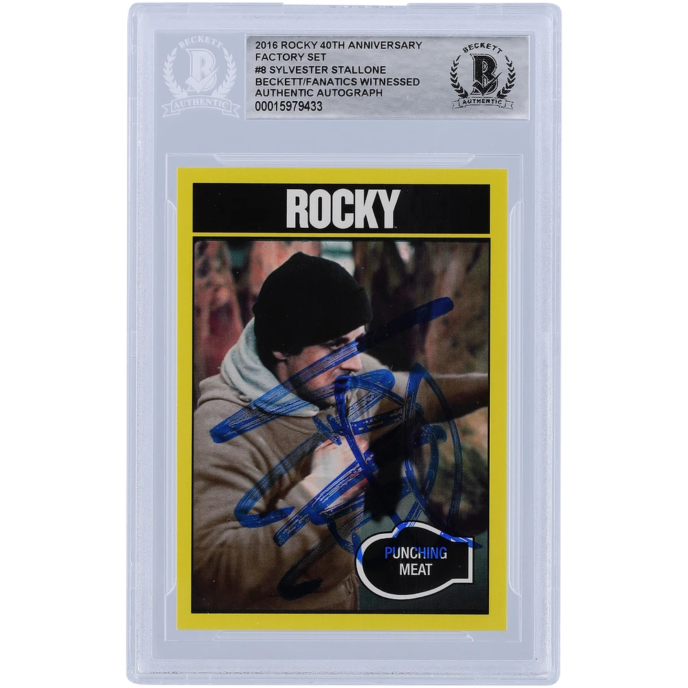 Sylvester Stallone Autographed 2016 Topps Rocky 40th Anniversay Factory Set #8 Beckett Fanatics Witnessed Authenticated Card