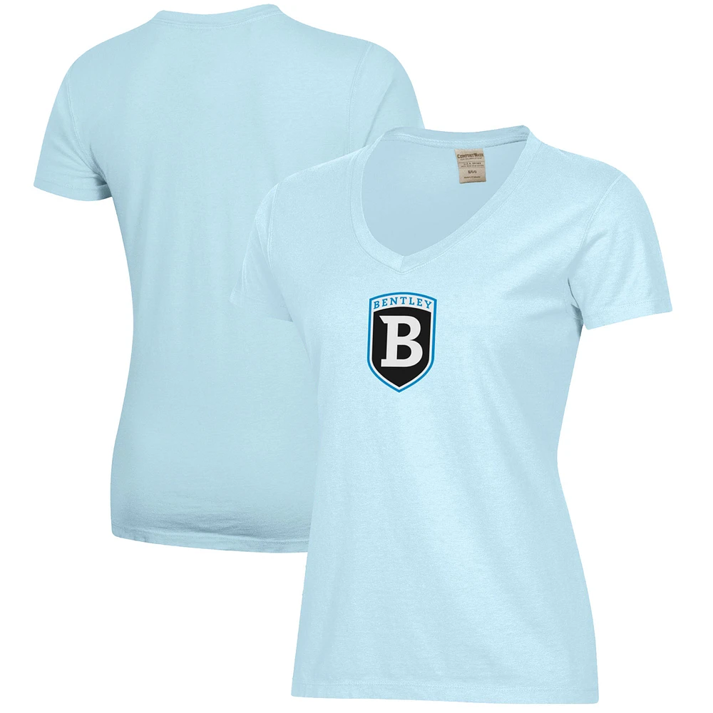 Women's Light Blue Bentley Falcons Logo Comfort Wash V-Neck T-Shirt