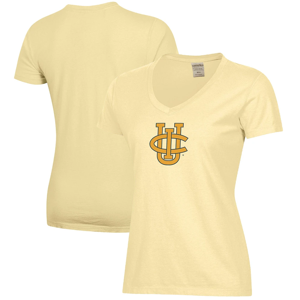 Women's Gold UC Irvine Anteaters Logo Comfort Wash V-Neck T-Shirt