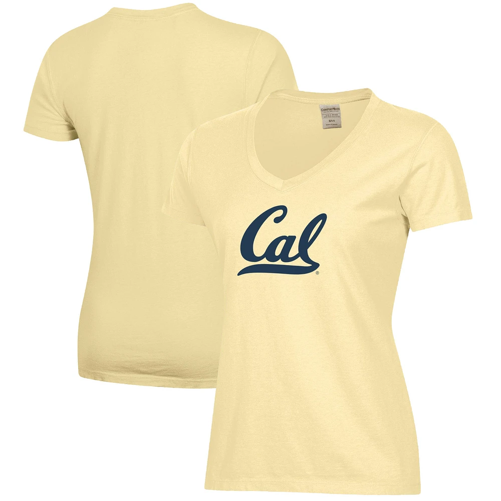 Women's Gold Cal Bears Logo Comfort Wash V-Neck T-Shirt