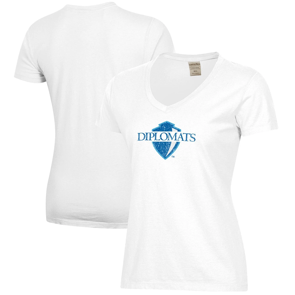 Women's White Franklin & Marshall Diplomats Logo Comfort Wash V-Neck T-Shirt