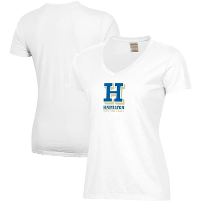 Women's White Hamilton Continentals Logo Comfort Wash V-Neck T-Shirt