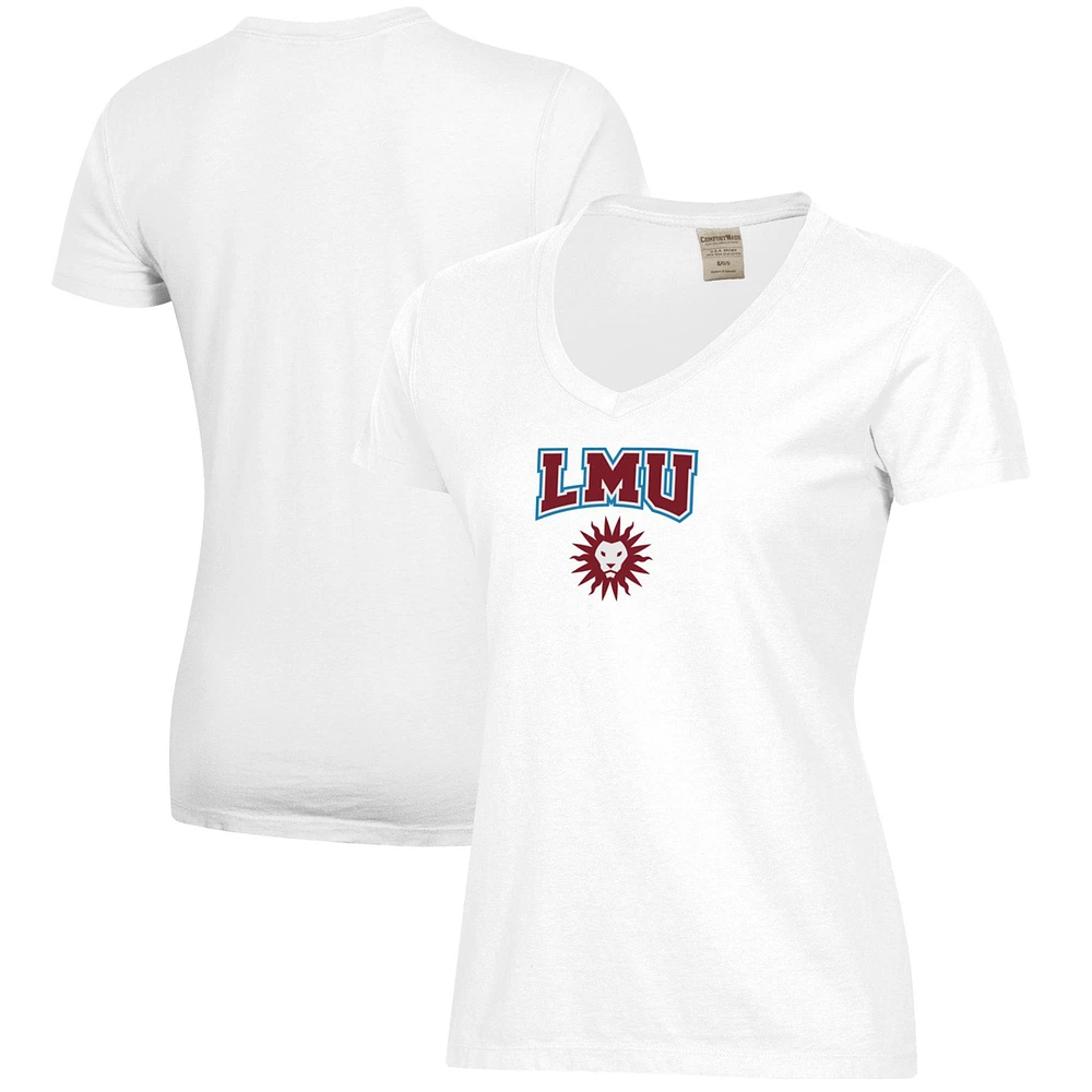 Women's White Loyola Marymount Lions Logo Comfort Wash V-Neck T-Shirt