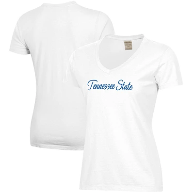 Women's White Tennessee State Tigers Script Logo Comfort Wash V-Neck T-Shirt