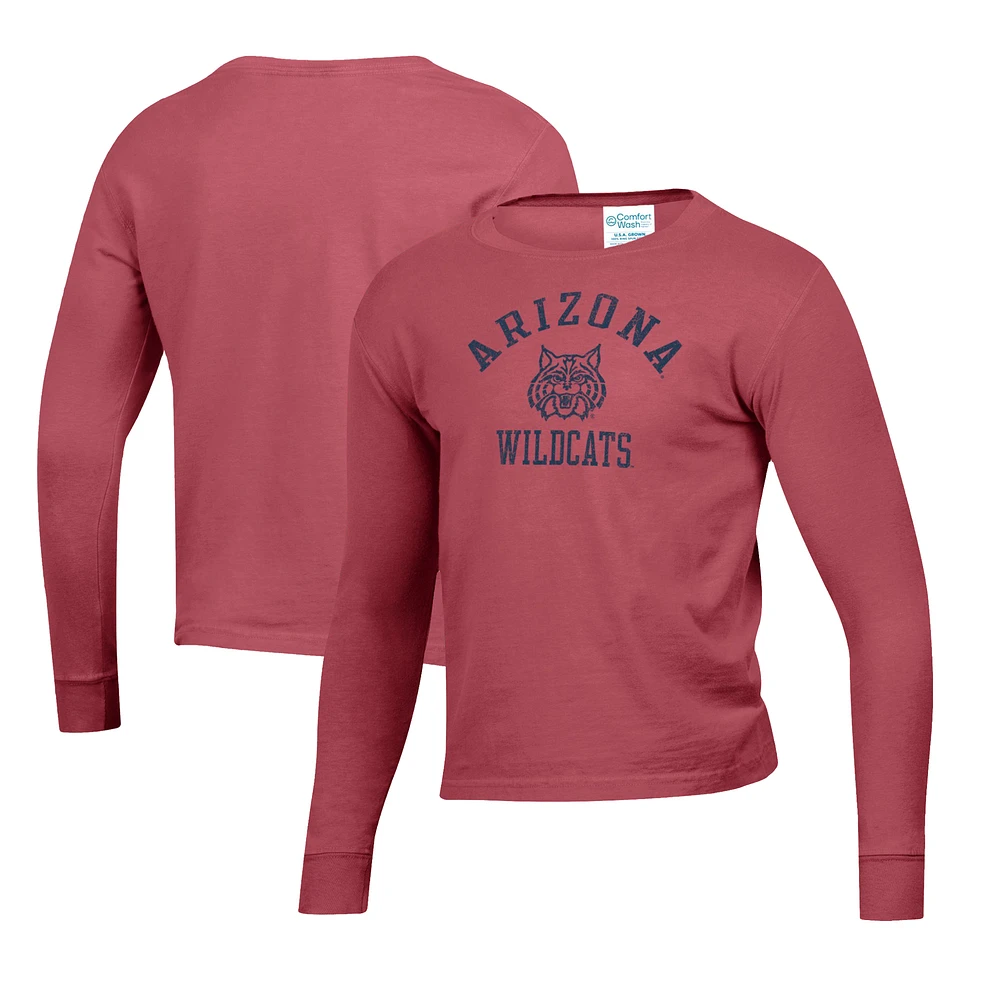 Youth Red Arizona Wildcats Mascot Comfort Wash Long Sleeve T-Shirt
