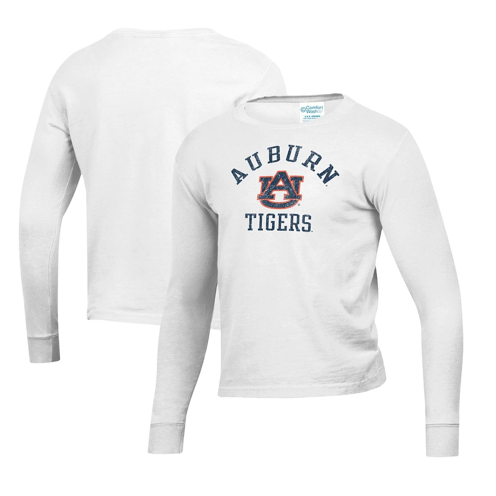 Youth White Auburn Tigers Mascot Comfort Wash Long Sleeve T-Shirt