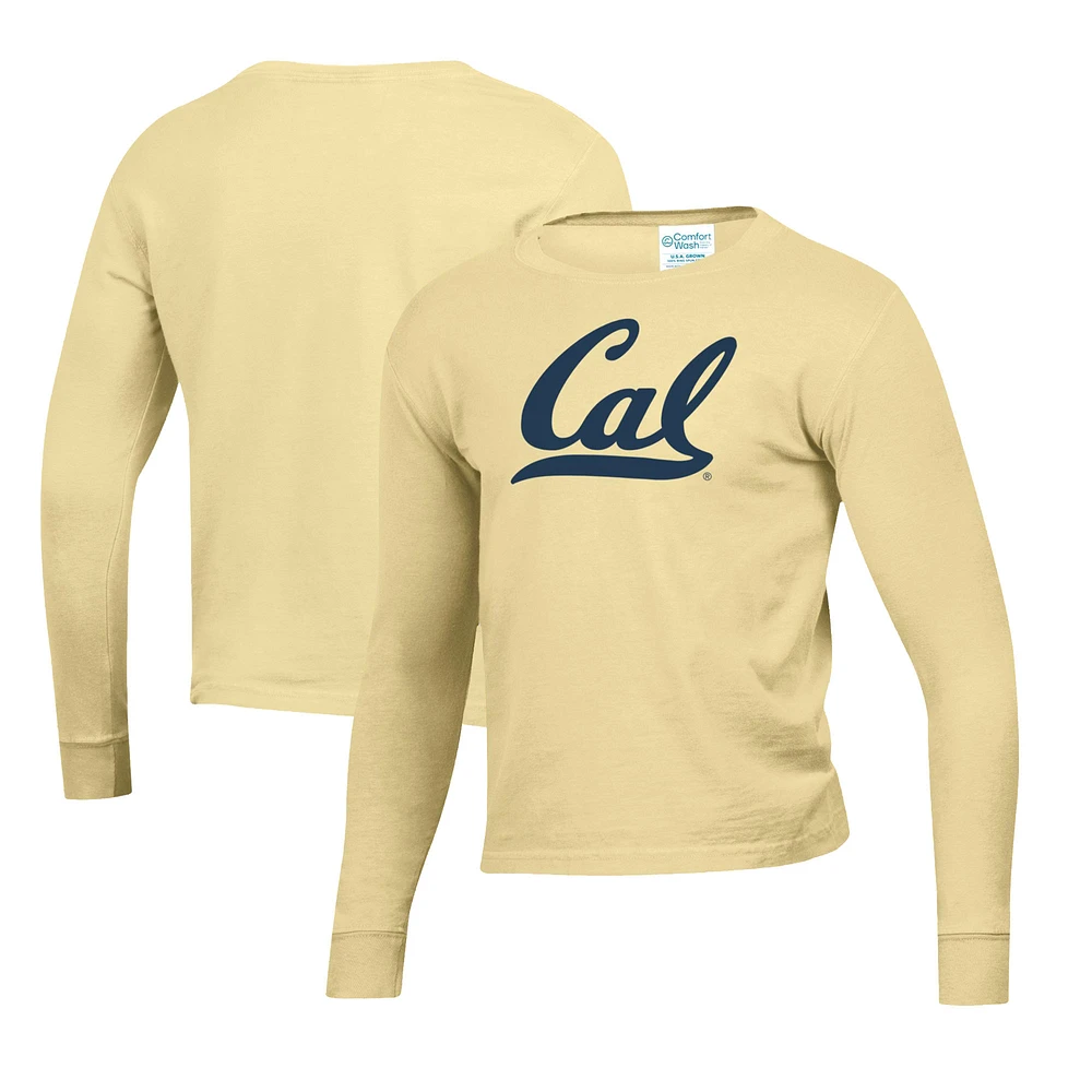 Youth Gold Cal Bears Mascot Comfort Wash Long Sleeve T-Shirt