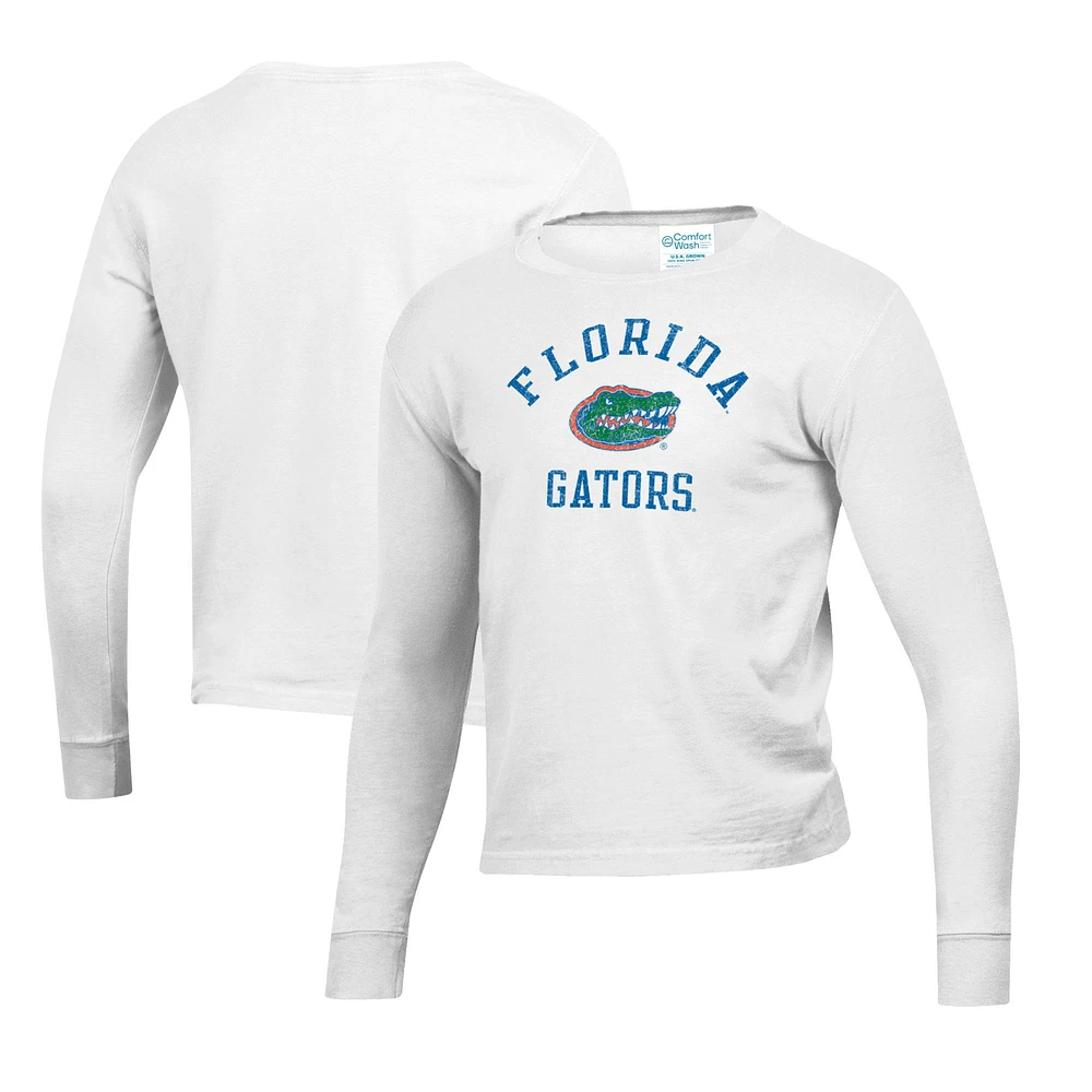 Youth White Florida Gators Mascot Comfort Wash Long Sleeve T-Shirt