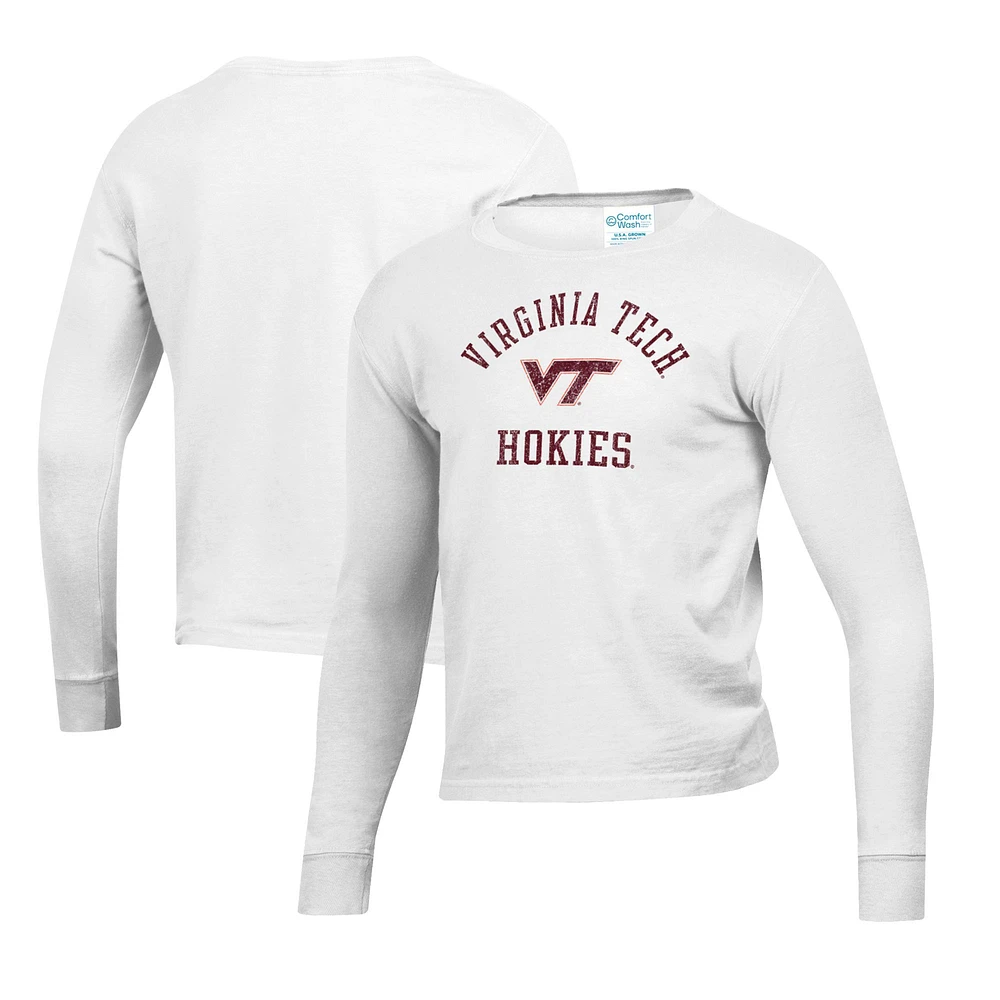 Youth White Virginia Tech Hokies Mascot Comfort Wash Long Sleeve T-Shirt