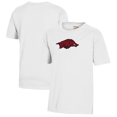Youth White Arkansas Razorbacks Logo Comfort Wash T-Shirt