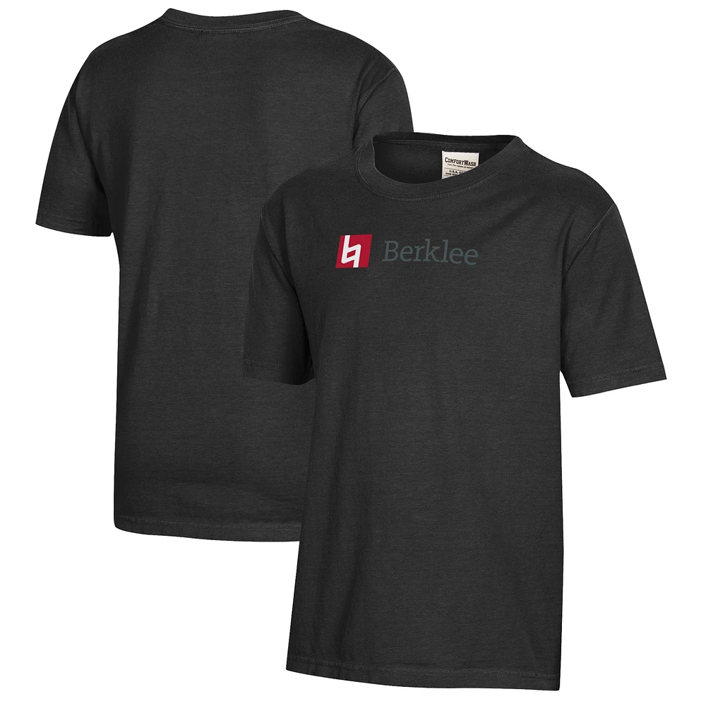 Youth Black Berklee College of Music Logo Comfort Wash T-Shirt