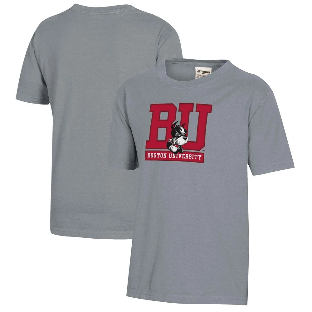 Youth Gray Boston University Logo Comfort Wash T-Shirt
