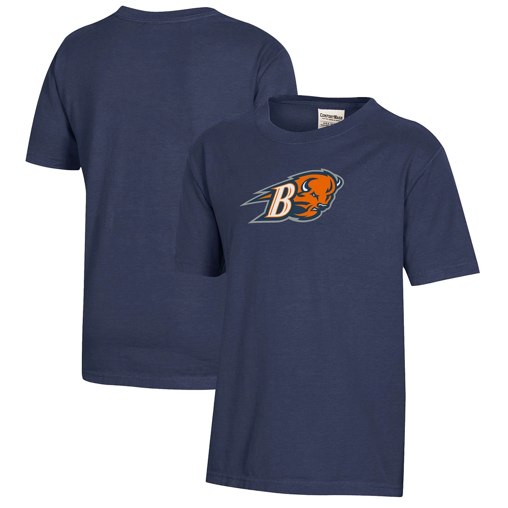 Youth Heather Navy Bucknell Bison Logo Comfort Wash T-Shirt