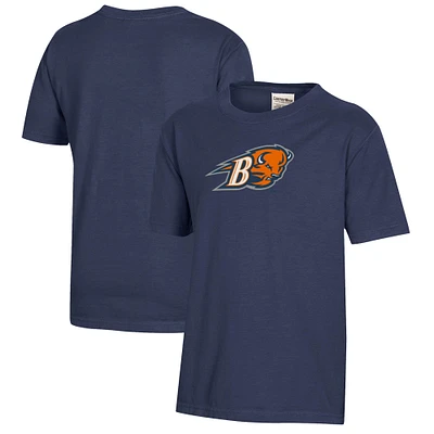 Youth  Heather Navy Bucknell Bison Logo Comfort Wash T-Shirt