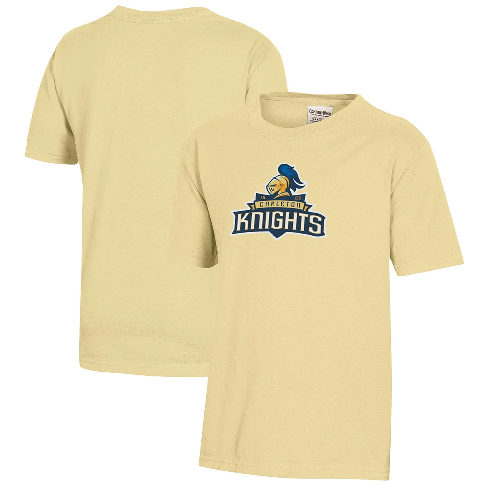 Youth Yellow Carleton Knights Logo Comfort Wash T-Shirt