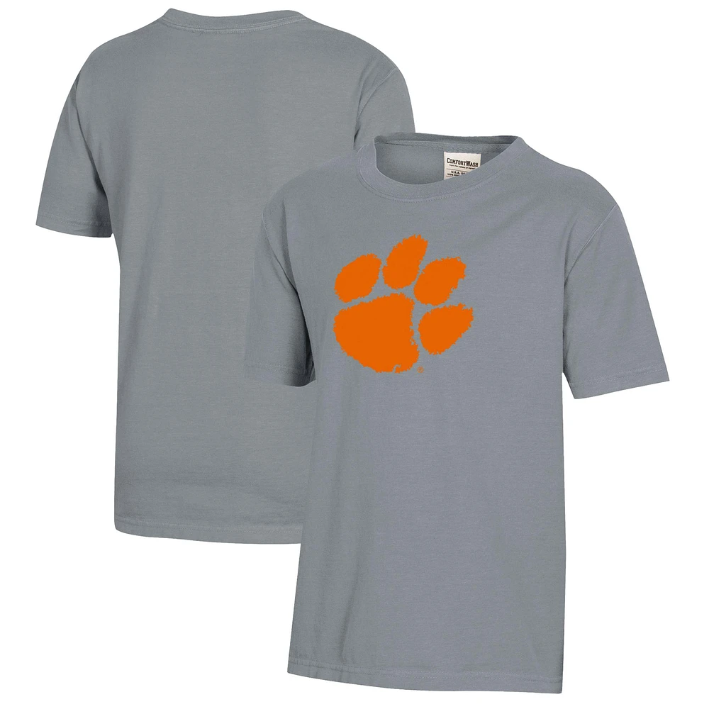 Youth Gray Clemson Tigers Logo Comfort Wash T-Shirt