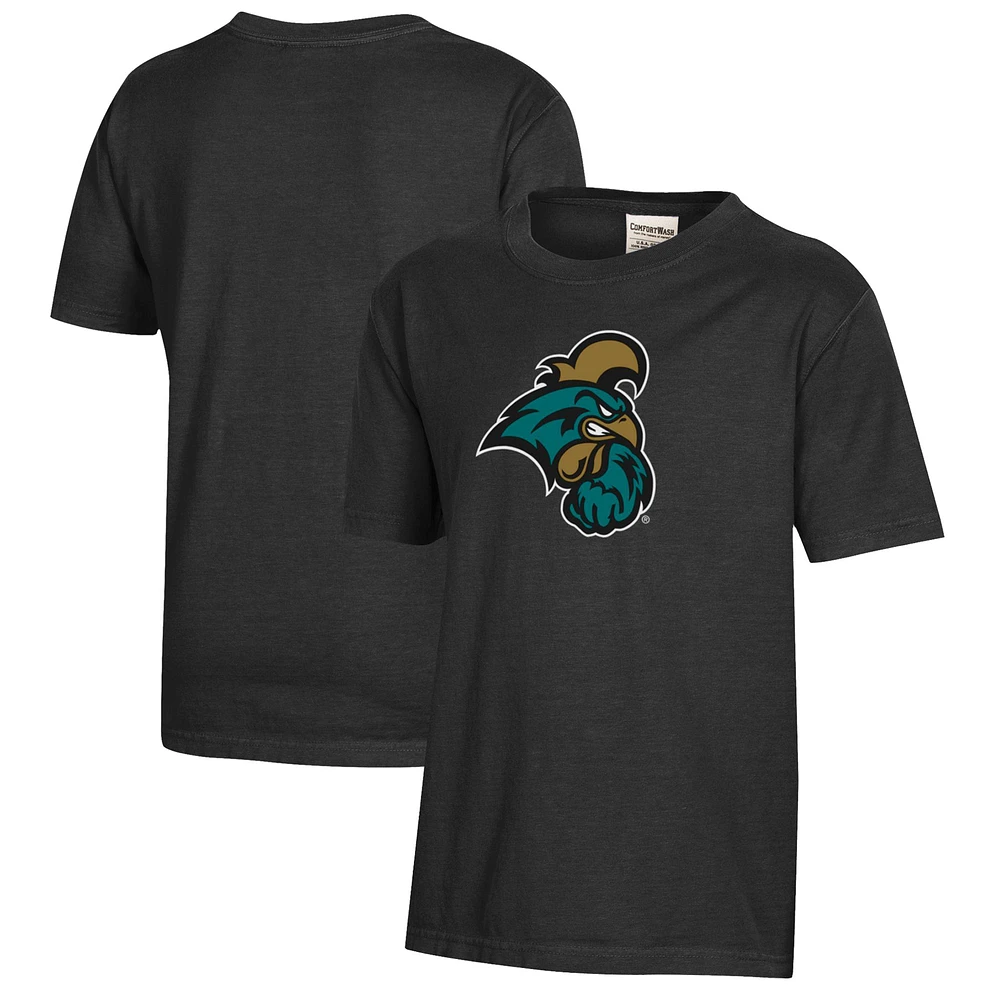 Youth Black Coastal Carolina Chanticleers Logo Comfort Wash T-Shirt