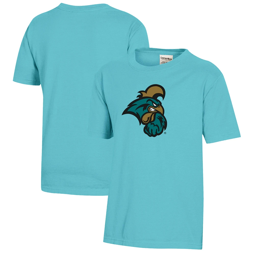 Youth Teal Coastal Carolina Chanticleers Logo Comfort Wash T-Shirt