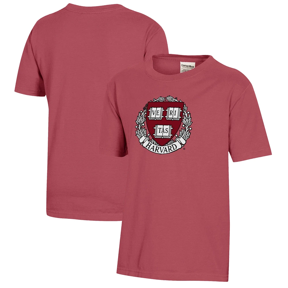 Youth Crimson Harvard Logo Comfort Wash T-Shirt