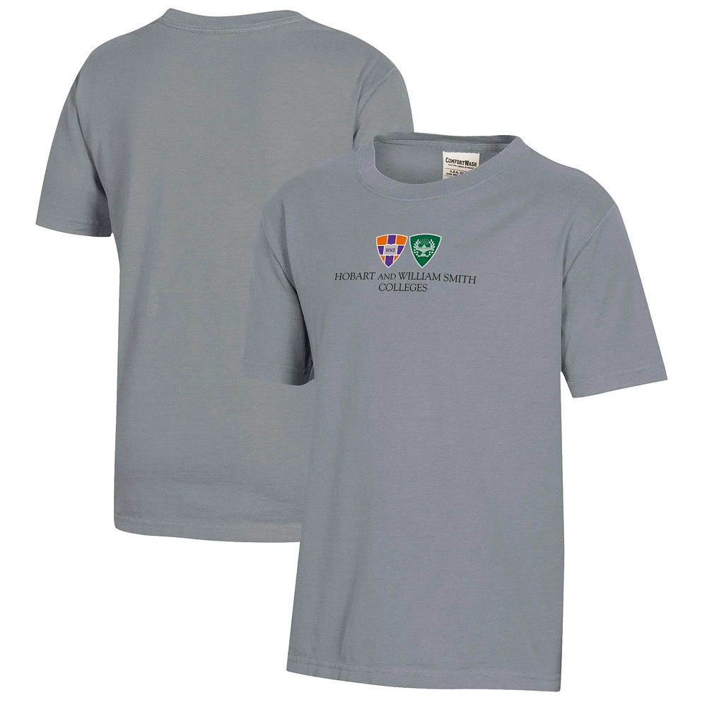 Youth Gray Hobart & William Smith Colleges Logo Comfort Wash T-Shirt