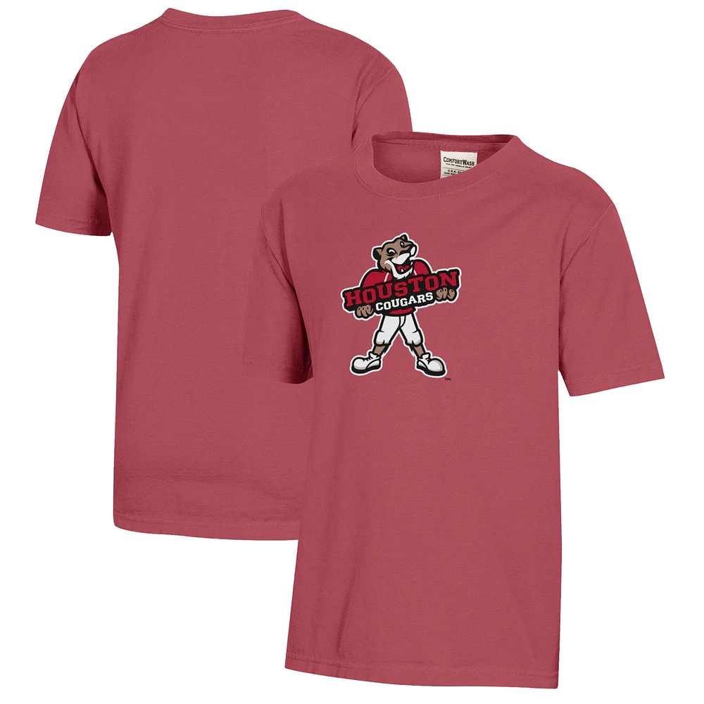 Youth Red Houston Cougars Logo Comfort Wash T-Shirt