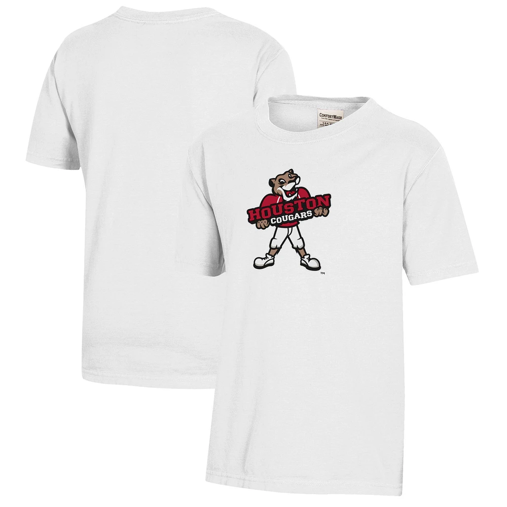 Youth White Houston Cougars Logo Comfort Wash T-Shirt