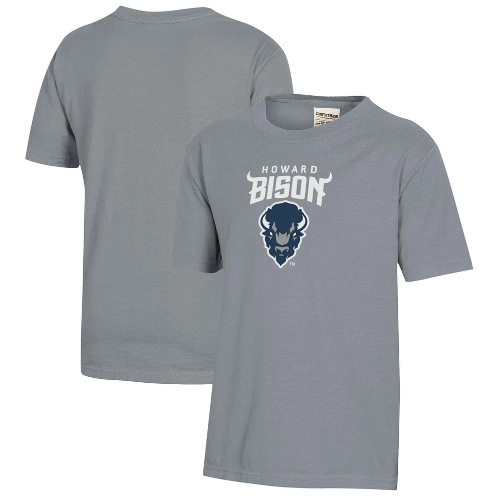Youth Gray Howard Bison Logo Comfort Wash T-Shirt