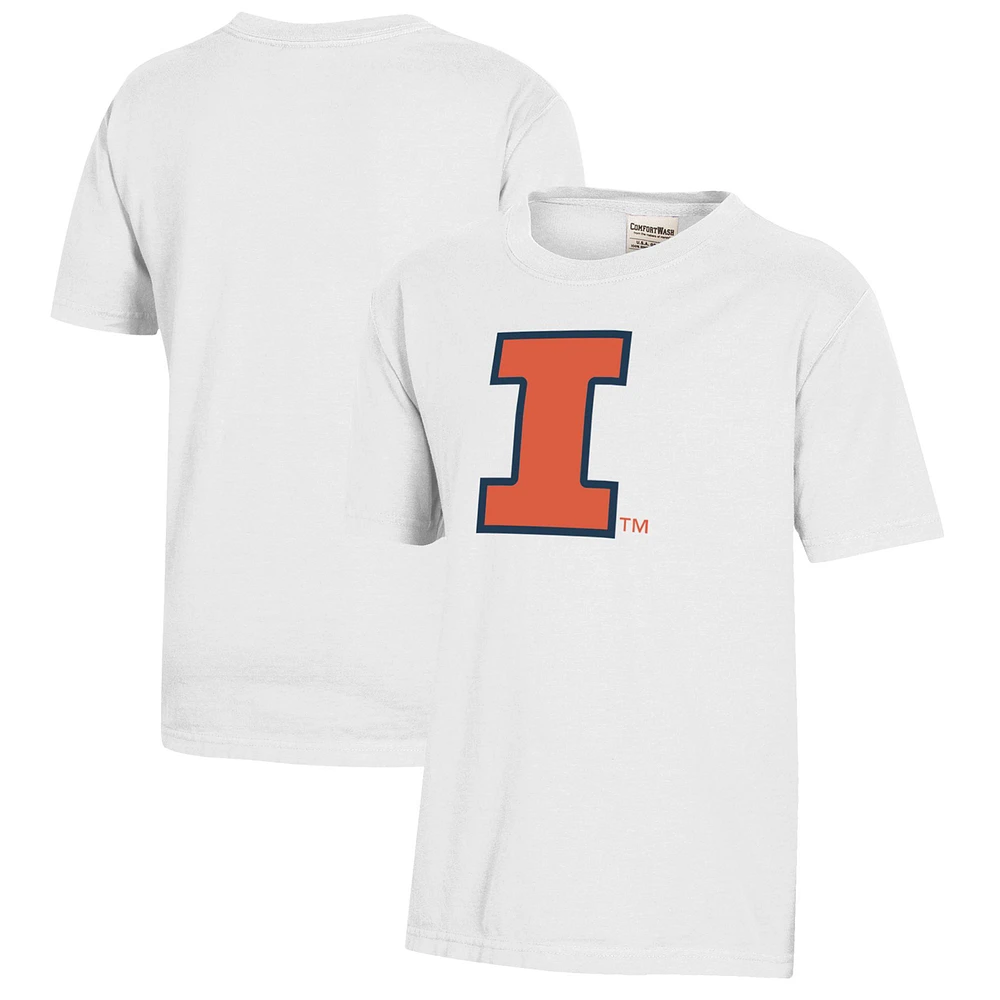 Youth White Illinois Fighting Illini Logo Comfort Wash T-Shirt