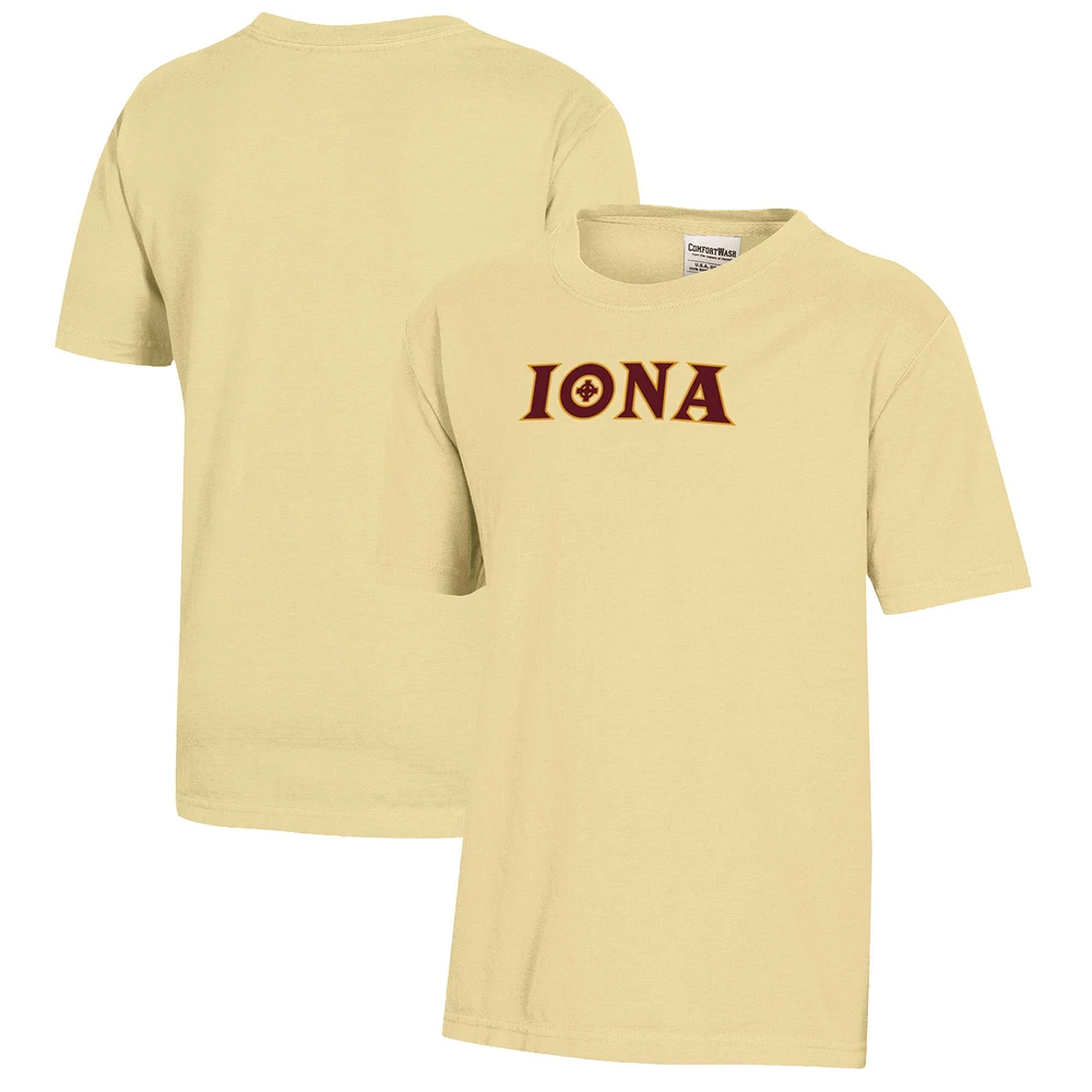 Youth Gold Iona University Gaels Logo Comfort Wash T-Shirt