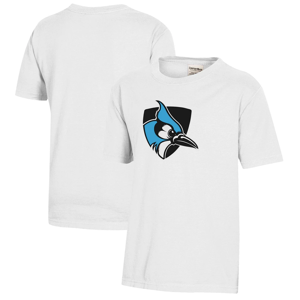 Youth White Johns Hopkins Blue Jays Logo Comfort Wash T-Shirt