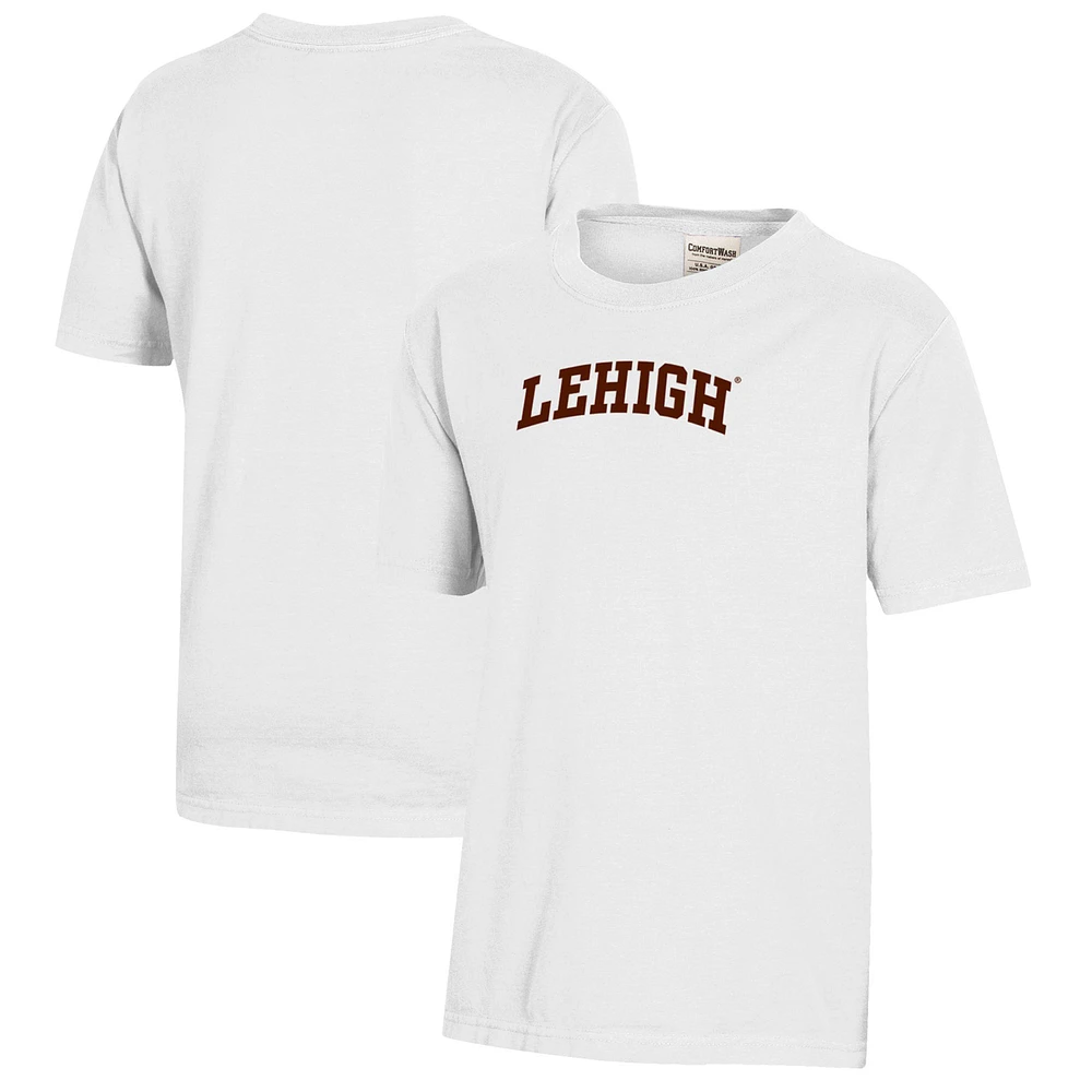 Youth White Lehigh Mountain Hawks Logo Comfort Wash T-Shirt