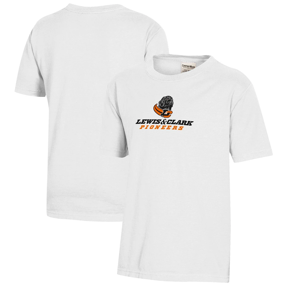 Youth White Lewis & Clark College Pioneers Logo Comfort Wash T-Shirt
