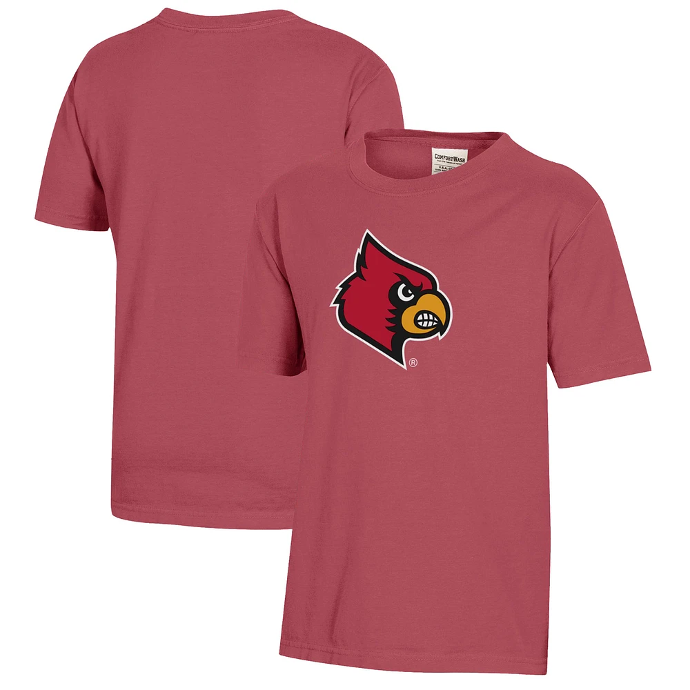 Youth Red Louisville Cardinals Logo Comfort Wash T-Shirt