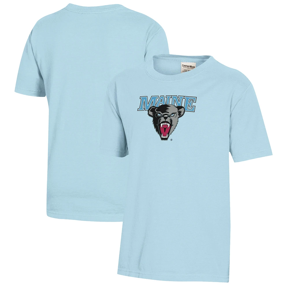 Youth Light Blue Maine Black Bears Logo Comfort Wash T-Shirt