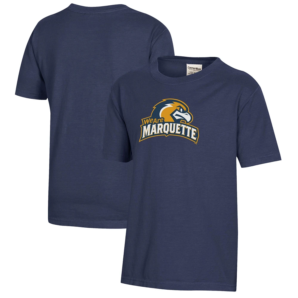 Youth Heather Navy Marquette Golden Eagles Logo Comfort Wash T-Shirt