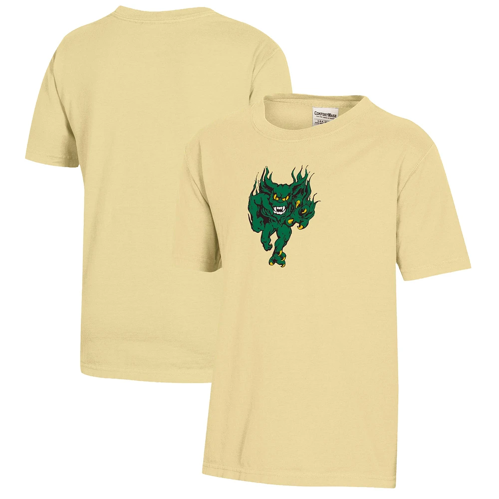 Youth Yellow McDaniel Green Terror Logo Comfort Wash T-Shirt