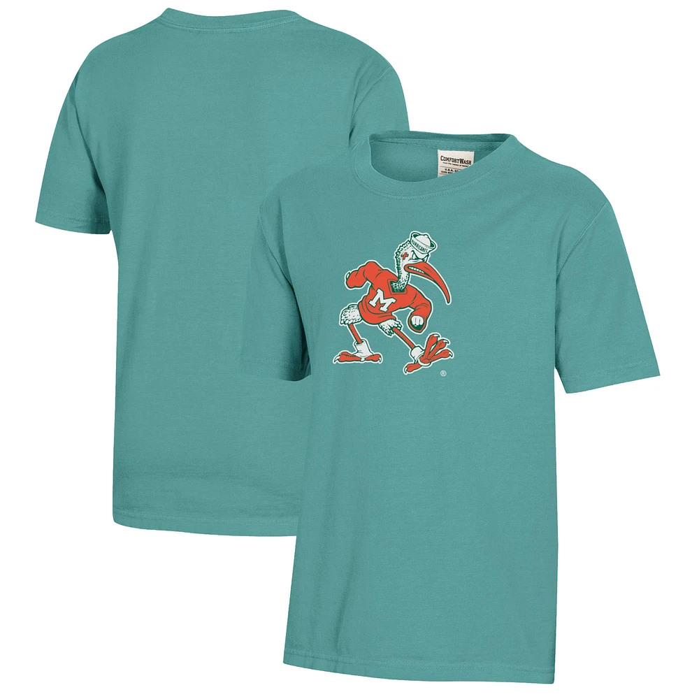 Youth Green Miami Hurricanes Logo Comfort Wash T-Shirt